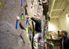 Photo of young boy using the Wright State Climbing Wall.