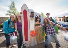 Photo of students posing with beach cutouts.