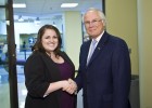 Photo of Ashley Leasure and Wright State President David R. Hopkins