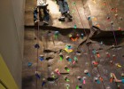 Photo of two youngsters climbing the Wright State Climbing Wall.