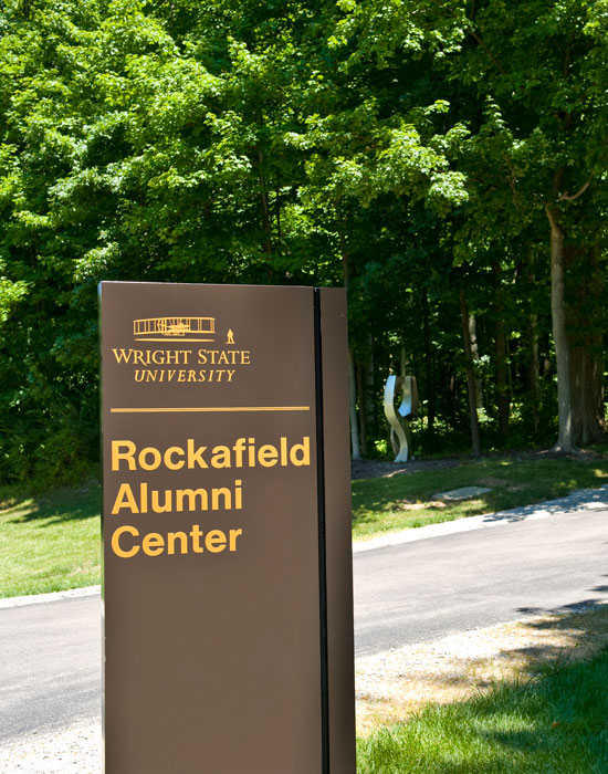 Photo of the sign for Rockafield Alumni Center