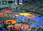 Photo of a wrestling tournament at the Wright State Nutter Center.