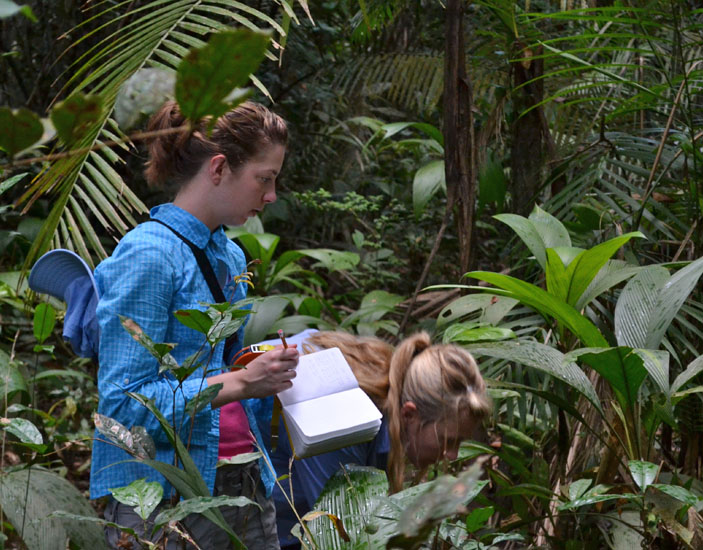 Photo of Wright State students Alexandra Zelles and Brittney Mitchell in Suriname.