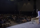 Photo of a comedian on stage at the Big Event.