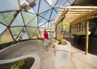Photo of the inside of Mini University at Wright State University's new learning space-a geodesic greenhouse.