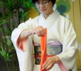 Photo of performer from Asian Culture Night demonstrating Japanese traditions.