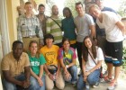 Photo of Dr. Sylvia Gleason (yellow shirt) and the students and professor who traveled with her to help.