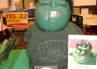 Photo of a pumpkin dressed as the Hulk