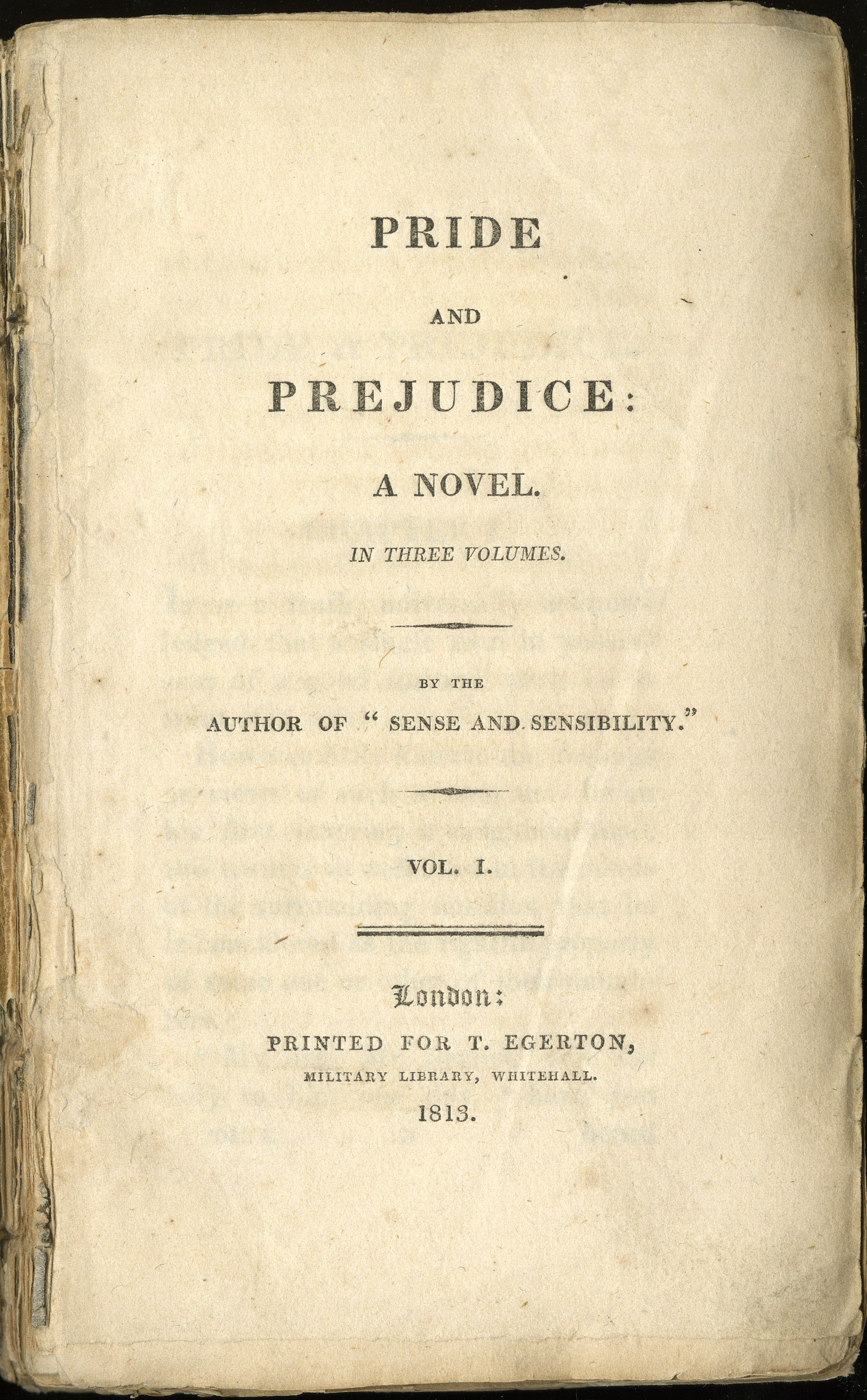 An image of the title page from Pride and Prejudice, first published in 1813.