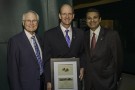 Wright State President David R. Hopkins, State Sen. Chris Widener and Provost S. Narayanan