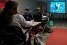 Students watching zombie film