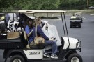 Golf cart carrying belongings