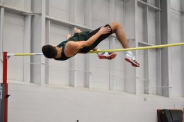 McDonald making a jump at the Steemer Showcase at Wittenburg University. (Photo by Callista Hess.)